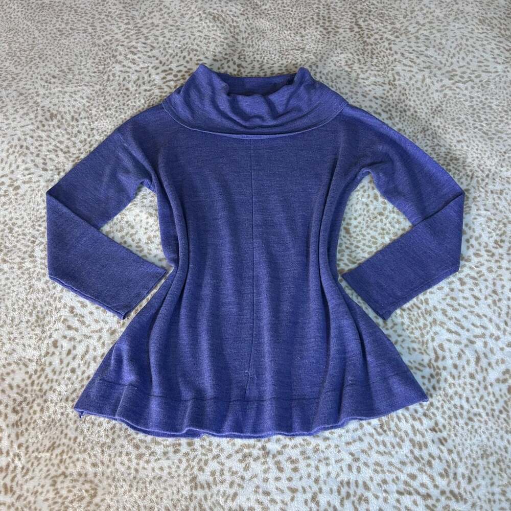 Debbie Morgan Cowl Neck Sweater Size M Blue Tunic Pullover